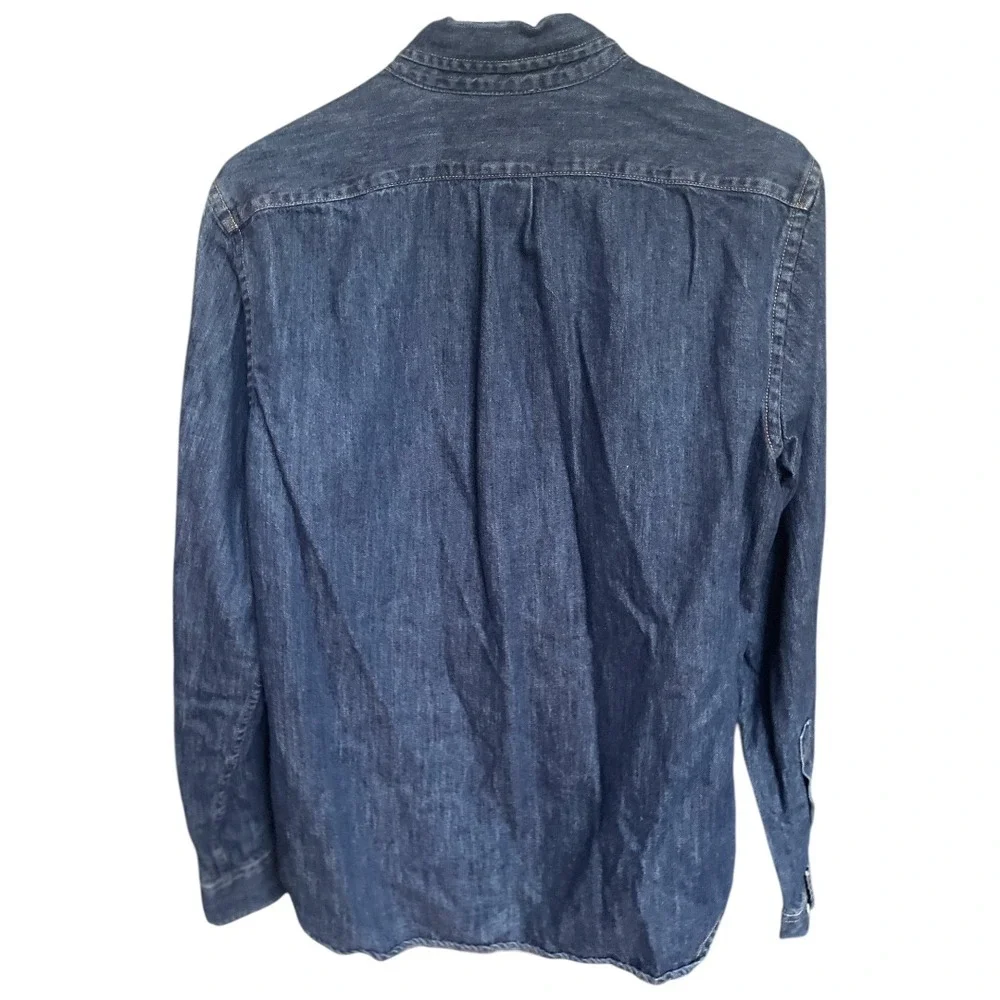 J. Crew Cotton Denim Dark Wash Button‎ Down Shirt M